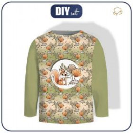 LONGSLEEVE  (86/92) - SQUIRRELS AND LEAVES pat. 1 (AUTUMN IN THE FOREST) - single jersey