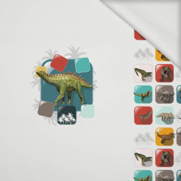 DINO TILES PAT. 6 / smaragd - Panoramic panel - looped knit fabric with elastane