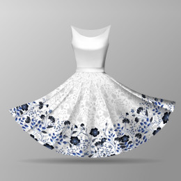FLOWERS (pattern no. 5 navy) / white - circle skirt panel