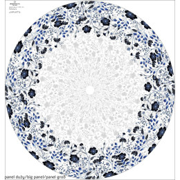 FLOWERS (pattern no. 5 navy) / white -  big circle skirt panel 
