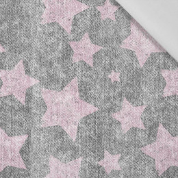 100cm PINK STARS / vinage look jeans (grey) - Cotton woven fabric