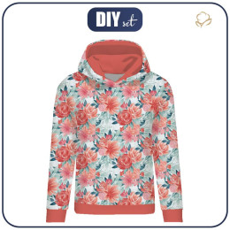 CLASSIC WOMEN’S HOODIE (POLA) - ROSES AND PEONIES pat. 2 - looped knit fabric 