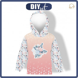 KID'S HOODIE (ALEX) - ICE FLOWER BOUQUET/ ombre (ENCHANTED WINTER) - sewing set