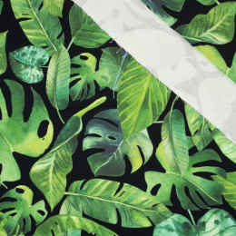 TROPICAL LEAVES pat. 2 / black - looped knit fabric