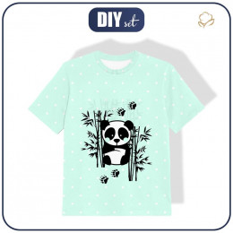 KID’S T-SHIRT - PANDA (DOTS) / mint - single jersey