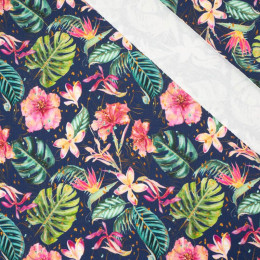 TROPICAL JUNGLE / dark blue - looped knit 