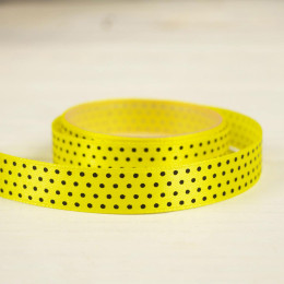 Satin Polka dot Ribbon width 14 mm  - yellow
