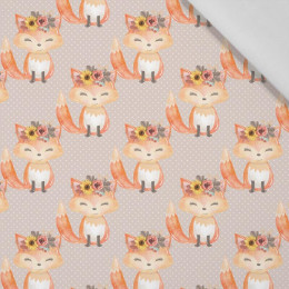 FOXES AND DOTS / beige (FOXES AND PUMPKINS) - Cotton woven fabric