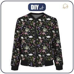 WOMEN’S BOMBER JACKET (KAMA) - PASTEL FLOWERS / black - sewing set S