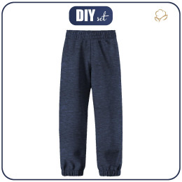 CHILDREN'S SOFTSHELL TROUSERS (YETI) - MELANGE NAVY - sewing set