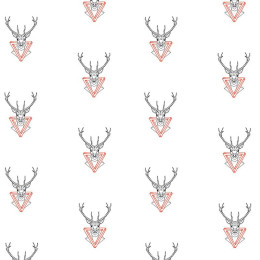 87cm DEERS / white - Cotton woven fabric