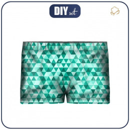 Boy's swim trunks - SMALL TRIANGLES / green  - sewing set