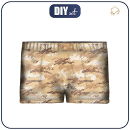 Boy's swim trunks - CAMOUFLAGE - scribble / mustard - sewing set