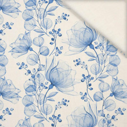 FLOWERS pattern no. 4 (classic blue) - Linen with viscose