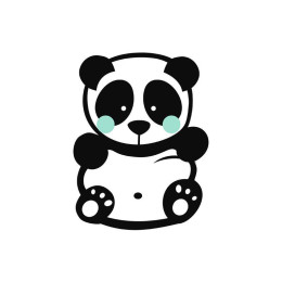 PANDA / MINT  size "S" 30x45 cm - white (front) SINGLE JERSEY