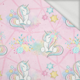 UNICORNS AND FLOWERS pat. 2 (WONDERLAND) - looped knit fabric