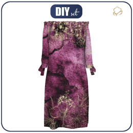 DRESS "CARMEN" - FLOWERS / golden contour Pat. 1  / WATERCOLOR MARBLE - crepe S