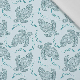 TURTLES AND SHOAL (BLUE PLANET) - Cotton woven fabric