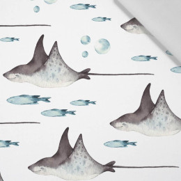 BROWN STINGRAYS (THE WORLD OF THE OCEAN)  - Cotton woven fabric