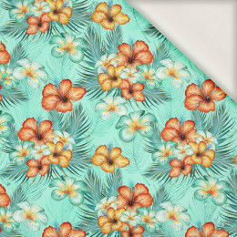FLOWERS AND PALM TREES - viscose woven fabric
