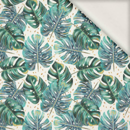 MONSTERA pat. 4 / white  - viscose woven fabric