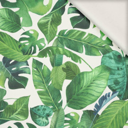 TROPICAL LEAVES pat. 2 / white - viscose woven fabric