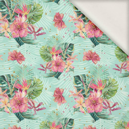 TROPICAL BOUQUET / mint - viscose woven fabric