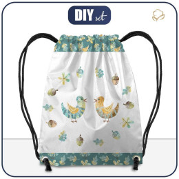 GYM BAG - BIRDS AND LEAVES (FOREST ANIMALS) - sewing set