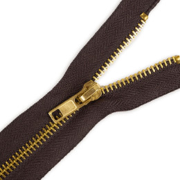 Metal zipper closed-end 12cm – dark brown / gold 