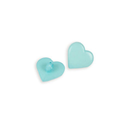 Plastik button shiny heart - light blue