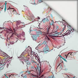 HIBISCUS AND BUTTERFLIES - light brushed knitwear