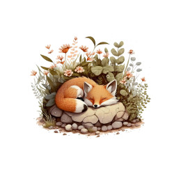 SLEEPING FOX - panel (60cm x 50cm)