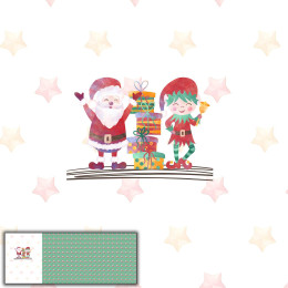 SANTA CLAUS AND ELF / presents (CHRISTMAS FRIENDS) - PANORAMIC PANEL (60 x 155cm)