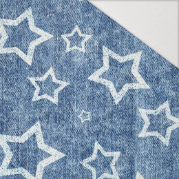 50cm WHITE STARS (CONTOUR) / vinage look jeans dark blue - Hydrophobic brushed knit