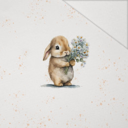 BUNNY WITH A BOUQUET OF FLOWERS - panel (60cm x 50cm) Hydrophobic brushed knit