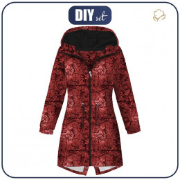 WOMEN'S PARKA (ANNA) - LACE BUTTERFLIES / red - softshell