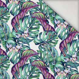MINI LEAVES AND INSECTS PAT. 5 (TROPICAL NATURE) / white - swimsuit lycra