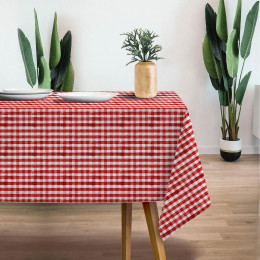 MINI VICHY GRID / red (CHECK AND ROSES) - Woven Fabric for tablecloths