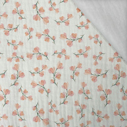 PINK FLOWERS PAT. 4 / white - Cotton muslin