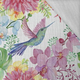 HUMMINGBIRDS AND FLOWERS - Cotton muslin