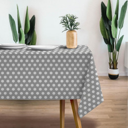 WHITE DOTS / grey  - Woven Fabric for tablecloths