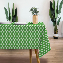 WHITE DOTS / green  - Woven Fabric for tablecloths