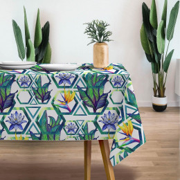 FLOWERS IN HEXAGONS - Woven Fabric for tablecloths
