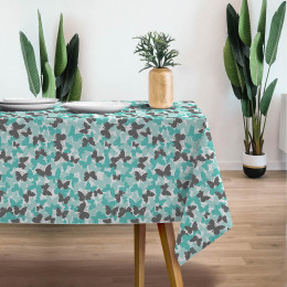 BUTTERFLIES / aqua - Woven Fabric for tablecloths