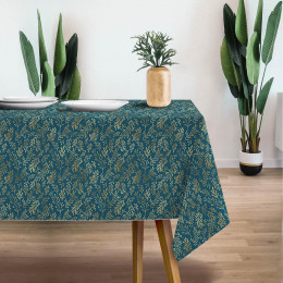 GOLDEN CORALS (GOLDEN OCEAN) / sea blue - Woven Fabric for tablecloths