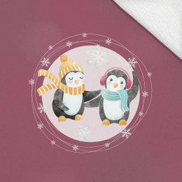FRIENDS PENGUINS PAT.1 / purple (CHRISTMAS PENGUINS)  - THICK LOOPED KNIT PANORAMIC PANEL 