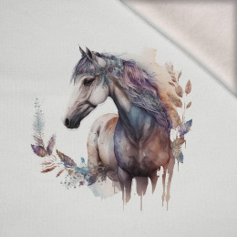 WATERCOLOR HORSE - panel (75cm x 80cm) brushed knitwear with elastane ITY