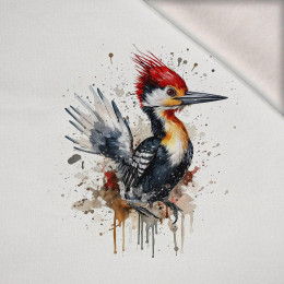 WATERCOLOR WOODPECKER - panel (75cm x 80cm) brushed knitwear with elastane ITY