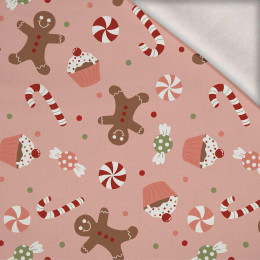 CHRISTMAS CANDIES (CHRISTMAS GINGERBREAD) / dusky pink - brushed knitwear with elastane ITY