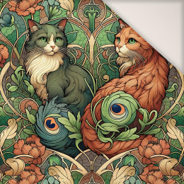 ART NOUVEAU CATS & FLOWERS PAT. 3 - PERKAL Cotton fabric